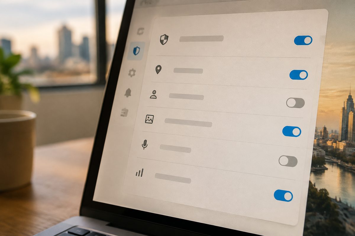 Privacy preference controls on screen